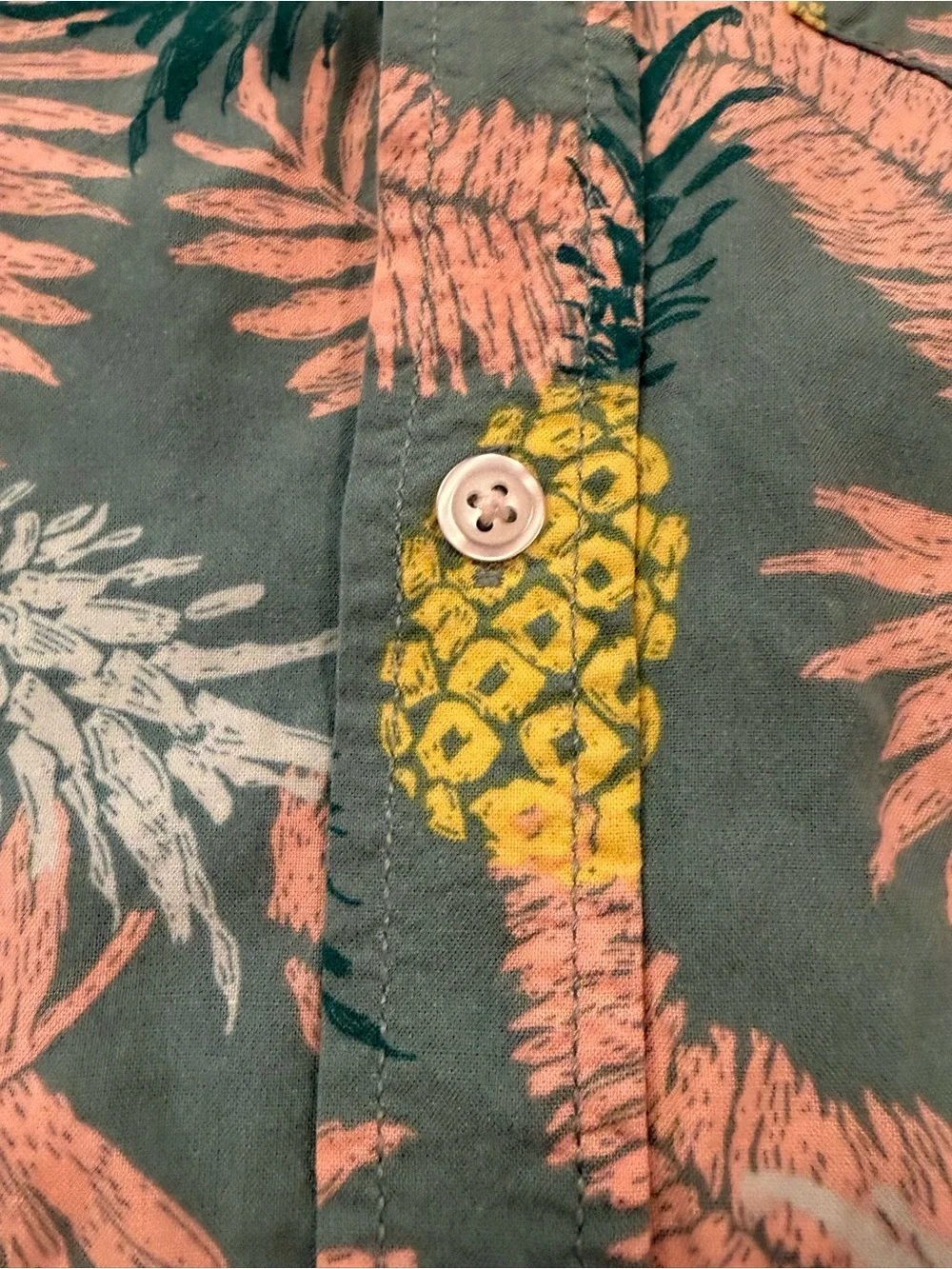 Cat & Jack Teal Shirt with Yellow Pineapple Print
